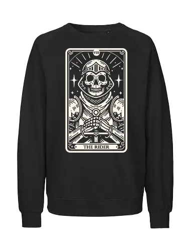 The Rider Tarot Skull - tarot card, tarot, skull, bone, pop culture, horror, horror, halloween, nerd, magic, vintage, retro, mystical, black magic, magic - Fairtrade Sweatshirt