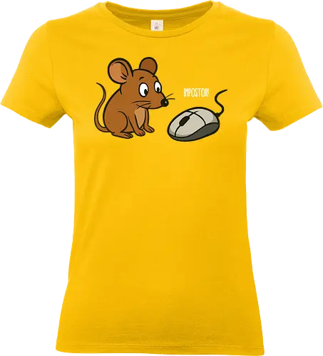  cartoon mouse - cartoon, mouse, computer mouse, humor, impostor, dark brown, whimsical, interaction, playful, digital art - Standard T-Shirt (Women)