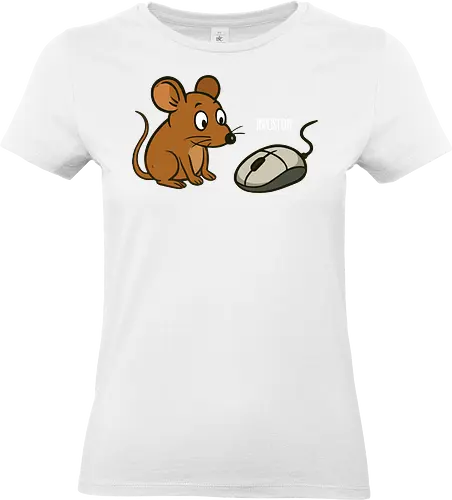  cartoon mouse - cartoon, mouse, computer mouse, humor, impostor, dark brown, whimsical, interaction, playful, digital art - Standard T-Shirt (Women)