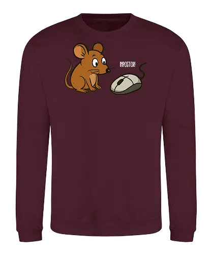  cartoon mouse - cartoon, mouse, computer mouse, humor, impostor, dark brown, whimsical, interaction, playful, digital art - Sweatshirt