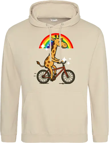  cheerful giraffe rides a bicycle