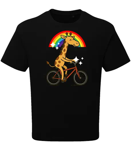  cheerful giraffe rides a bicycle