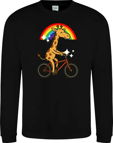  cheerful giraffe rides a bicycle