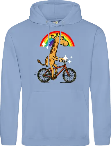  cheerful giraffe rides a bicycle