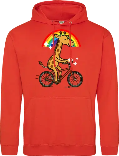  cheerful giraffe rides a bicycle