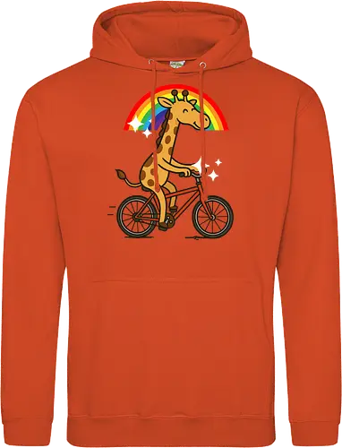  cheerful giraffe rides a bicycle