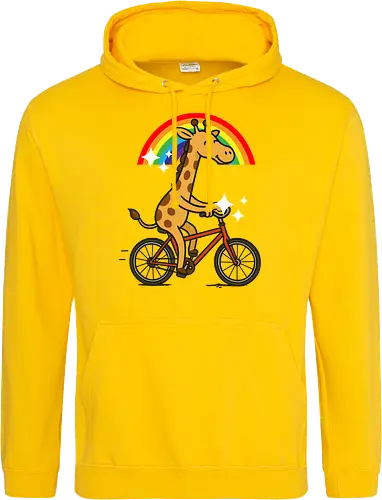  cheerful giraffe rides a bicycle