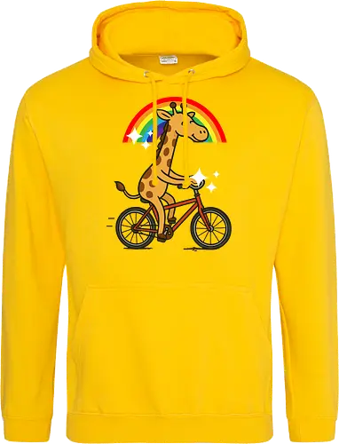  cheerful giraffe rides a bicycle