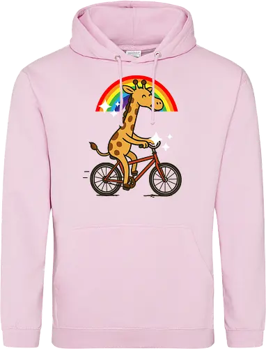  cheerful giraffe rides a bicycle