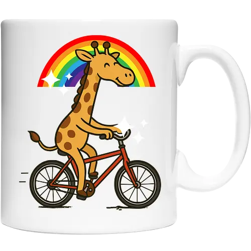  cheerful giraffe rides a bicycle