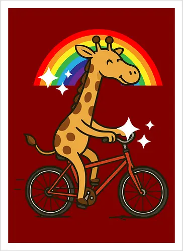  cheerful giraffe rides a bicycle