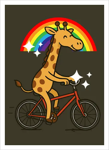  cheerful giraffe rides a bicycle