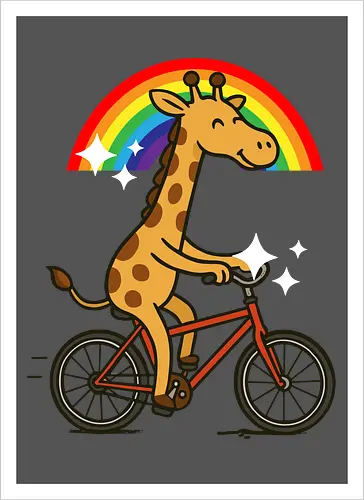  cheerful giraffe rides a bicycle