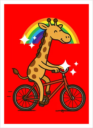  cheerful giraffe rides a bicycle