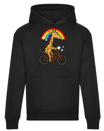  cheerful giraffe rides a bicycle