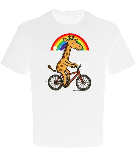  cheerful giraffe rides a bicycle