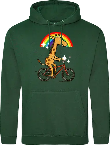  cheerful giraffe rides a bicycle