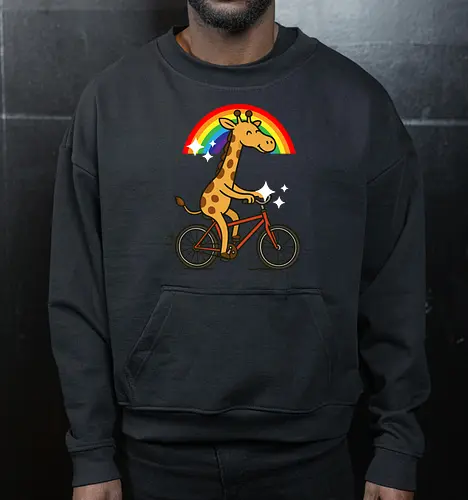  cheerful giraffe rides a bicycle