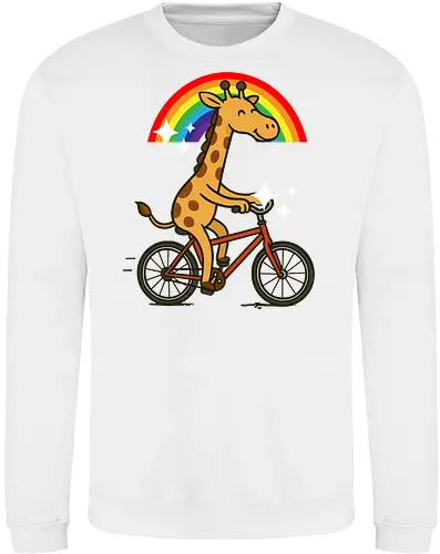  cheerful giraffe rides a bicycle
