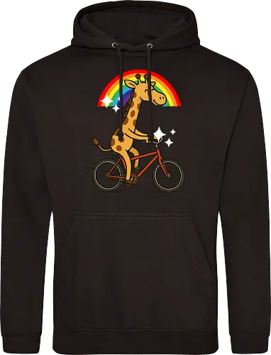  cheerful giraffe rides a bicycle