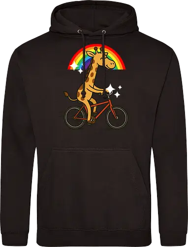  cheerful giraffe rides a bicycle