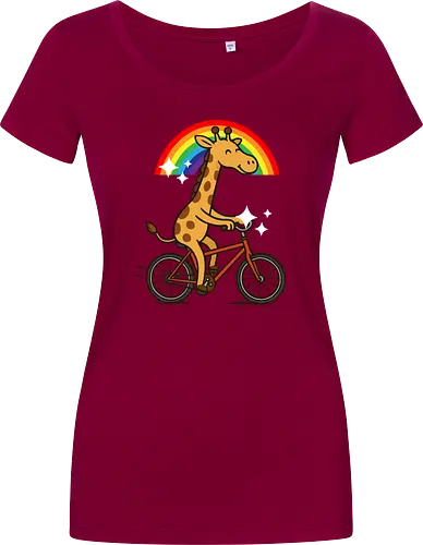  cheerful giraffe rides a bicycle