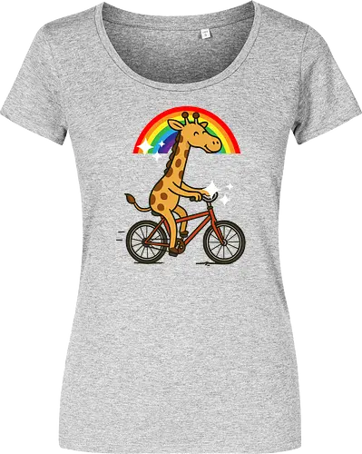  cheerful giraffe rides a bicycle