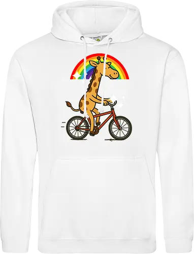  cheerful giraffe rides a bicycle
