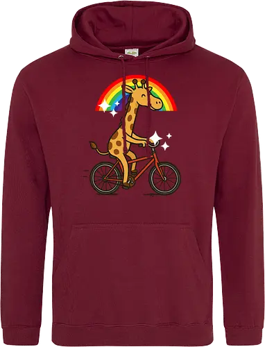  cheerful giraffe rides a bicycle