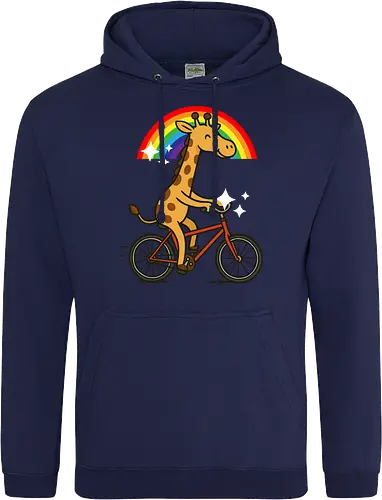  cheerful giraffe rides a bicycle