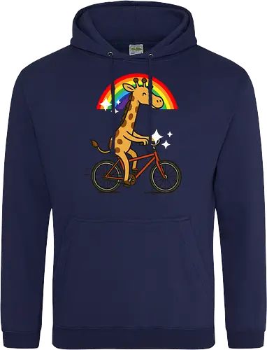  cheerful giraffe rides a bicycle