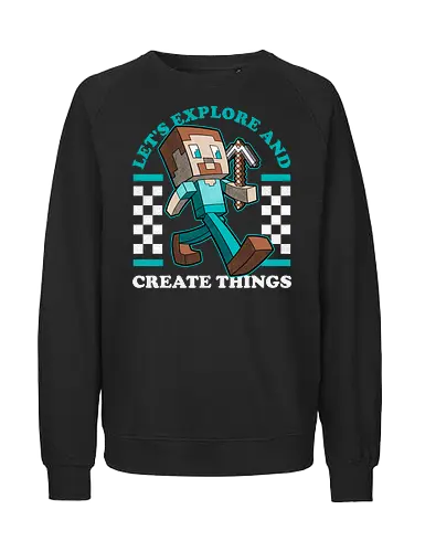 Game Mascot Block Guy - Video Games, Video Game, Game, Games, Gamer, Mascot, Retro, Vintage, Retro Vintage, Retro Gamer, Retro Cartoon, Fantasy, Adventure, Creative, Create, Explore, Vintage, Retro - Fairtrade Sweatshirt