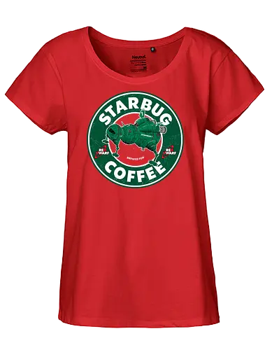 Starbug Coffee - rRed dwarf, starbug, coffee, Coffee, lister, Rimmer, cat, krypton, funny, British - Fairtrade Girl Shirt