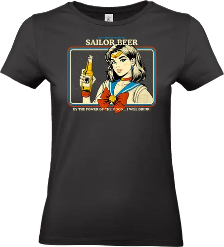 Sailor Beer - anime, retro, beer, sailor, moon, funny, kawaii, girl, magic, otaku, drunk, cute, craft, vaporwave, aesthetic, shirt, t-shirt, fanart, drinking, nostalgic - Standard T-Shirt (Women)