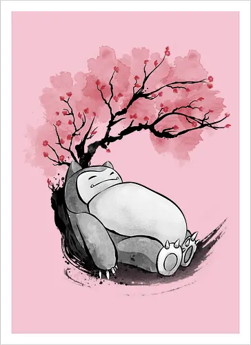 sakura sleeping sumi e