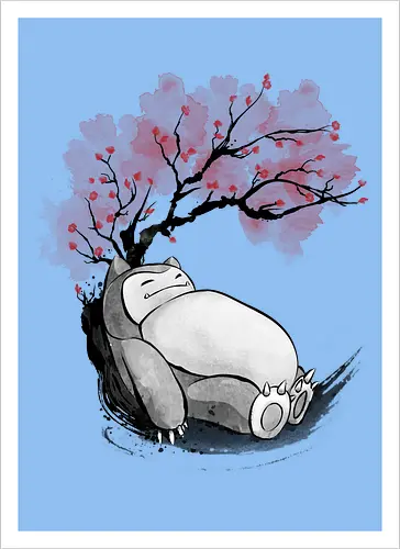 sakura sleeping sumi e