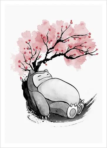 sakura sleeping sumi e