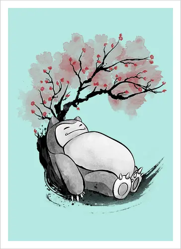 sakura sleeping sumi e