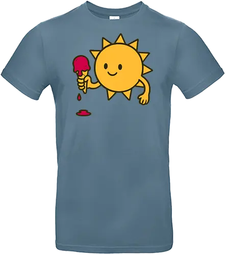 Sun and ice cream - sun, ice cream, melting, cheerful, cartoon, smile, dripping, cone, playful - Standard T-Shirt