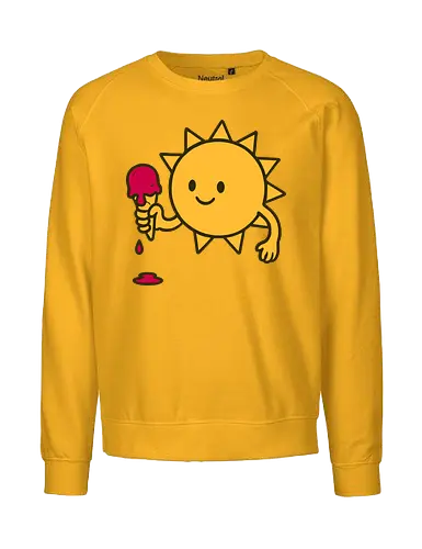 Sun and ice cream - sun, ice cream, melting, cheerful, cartoon, smile, dripping, cone, playful - Fairtrade Sweatshirt