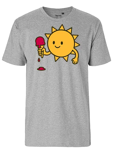 Sun and ice cream - sun, ice cream, melting, cheerful, cartoon, smile, dripping, cone, playful - Fairtrade T-Shirt