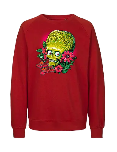 Love and Peace - alien, mars, martian, peace, love, funny - Fairtrade Sweatshirt