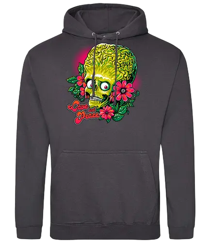 Love and Peace - alien, mars, martian, peace, love, funny - Standard Hoodie