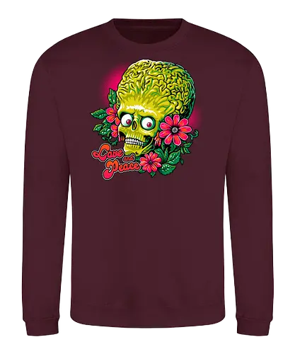 Love and Peace - alien, mars, martian, peace, love, funny - Sweatshirt