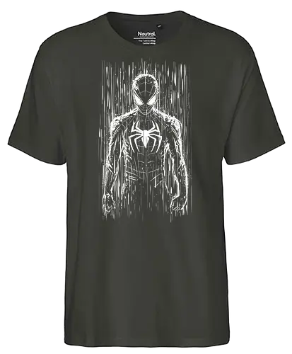The spider under the rain - hero, comics, movies, scifi, science fiction, rain, graphic - Fairtrade T-Shirt