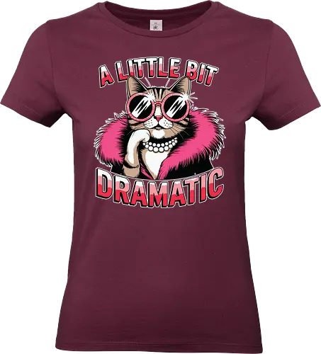 A Little Bit Dramatic - cat, fashion, sunglasses, pink, fur coat, pearls, humor, text, dramatic, accessory - Standard T-Shirt (Women)