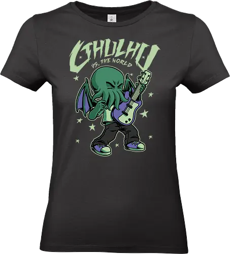 Cthulhu Guitar Comic - cthulhu, monster, god, lovecraft, hp lovecraft, lovecraftian, spooky, creepy, cute, horror, guitar, comics, horror - Standard T-Shirt (Women)