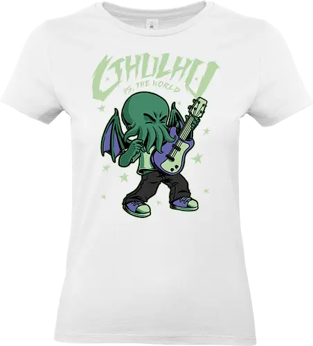 Cthulhu Guitar Comic - cthulhu, monster, god, lovecraft, hp lovecraft, lovecraftian, spooky, creepy, cute, horror, guitar, comics, horror - Standard T-Shirt (Women)