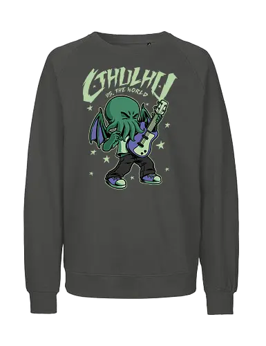 Cthulhu Guitar Comic - cthulhu, monster, god, lovecraft, hp lovecraft, lovecraftian, spooky, creepy, cute, horror, guitar, comics, horror - Fairtrade Sweatshirt