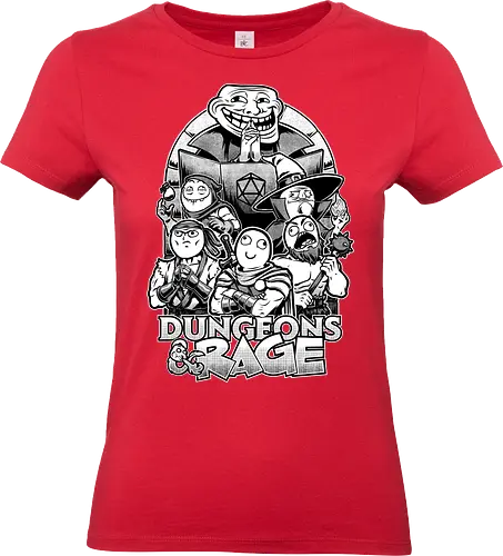 Dungeons and Rage Meme - rpg, Pen and Paper, d20, Pen and paper, dungeon master, role-playing game, tabletop, game master, meme, internet, rage, comic, rage comics, troll face, me gusta, derp, warrior, mage, wizard, barbarian - Standard T-Shirt (Women)